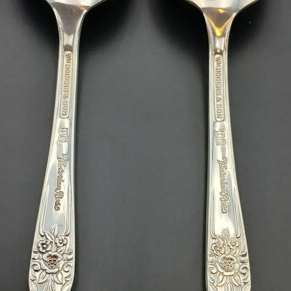 4 pcs Wm Rogers & Son IS Silverplate VICTORIAN ROSE Teaspoon 6